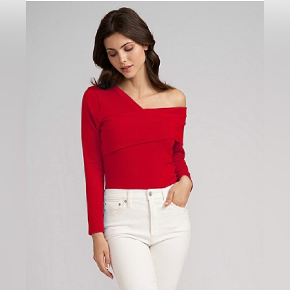 Adeam Luella overlapped bell sleeve sweater top